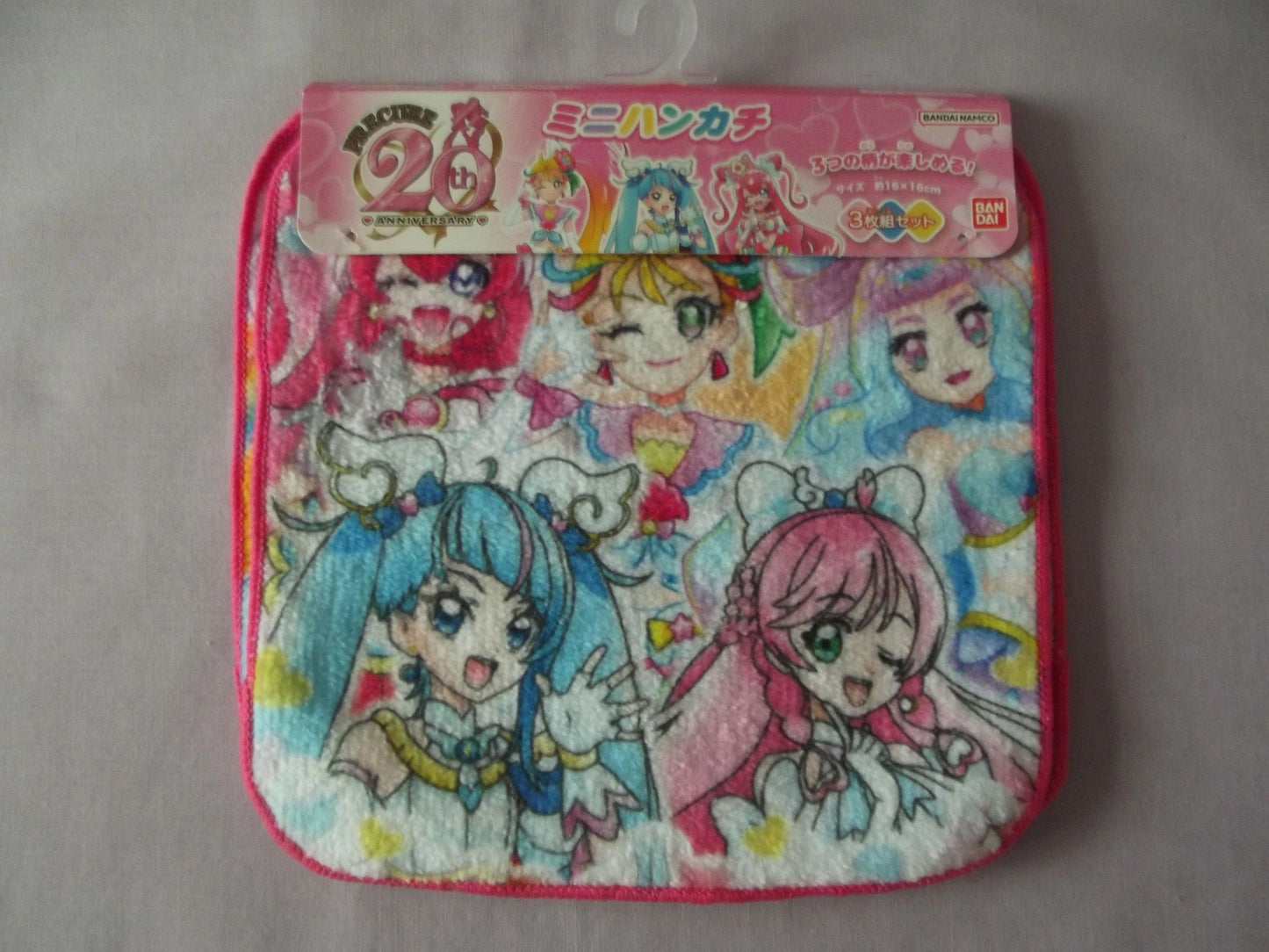 Precure 20th Anniversary All Stars Set of 3 Flannels/Mini Handkerchiefs